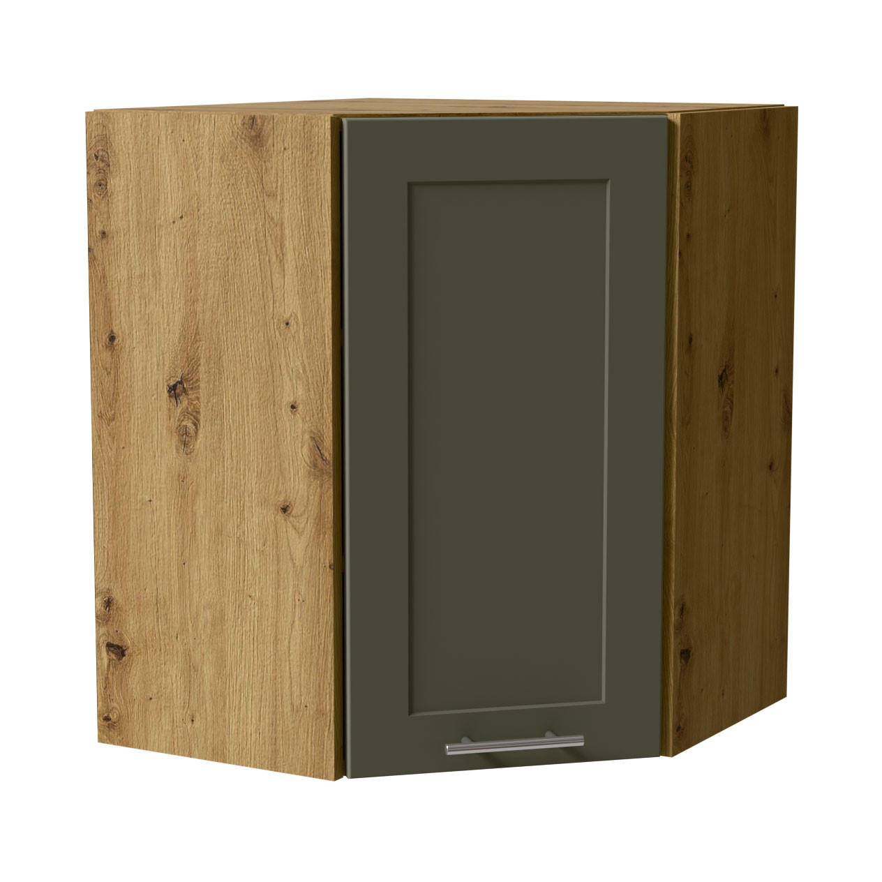 ECKHÄNGESCHRANK Oslo W10/60 Eiche Artisan / Reed Green Matt 60 / 60 / 72cm - Eiche Artisan/Grün, Holz/Holzwerkstoff (60/72/60cm) - Feldmann-Wohnen