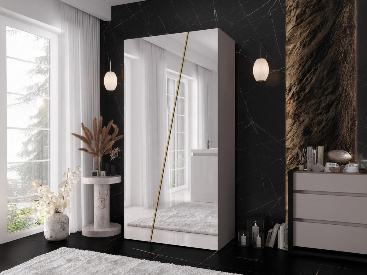 DREHTÜRENSCHRANK Zen 2L 100 cm - Kaschmir/Goldfarben, Holzwerkstoff/Kunststoff (100/202/50cm) - MIRJAN24