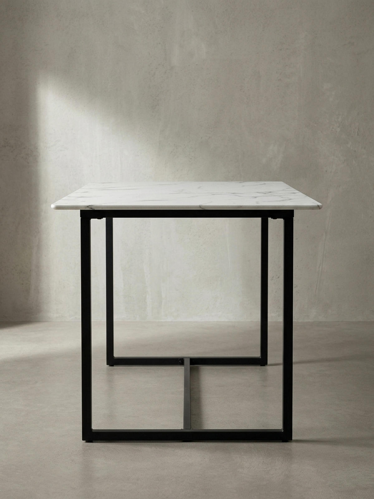 ESSTISCH Marmoroptik Metall Rechteckig Modern Klein, Weiß 180x90x76 cm - Schwarz/Weiß, Holzwerkstoff/Metall (90/180/76cm) - KADIMA DESIGN