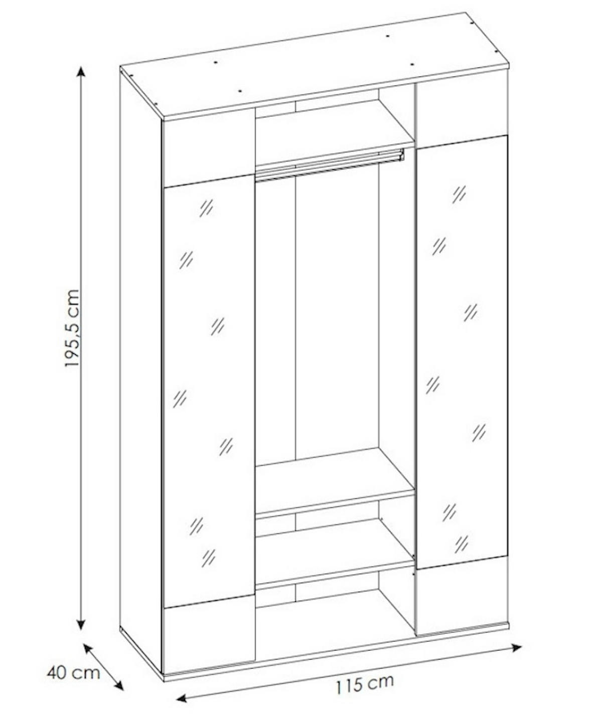 GARDEROBE Eliza sonoma eiche 115 / 40 / 195cm - Braun/Sonoma Eiche, Holz/Holzwerkstoff (115/195/40cm) - Feldmann-Wohnen