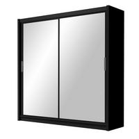 ŠATNÍ SKŘÍŇ S POSUVNÝMI DVEŘMI NAMI, 120/215/61 cm 2dveřová se zrcadlem, černá - černá, kompozitní dřevo (120/215/61cm) - MASSENO