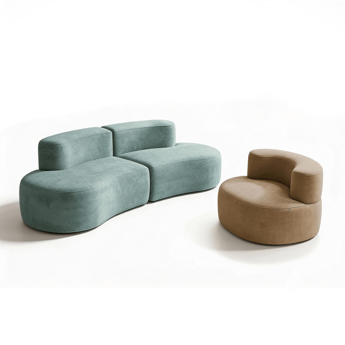 SITZGARNITUR Lounge Sofa und Sessel Salbei und Sand - Salbeigrün/Beige, Textil (240/75/102cm) - COCO Living