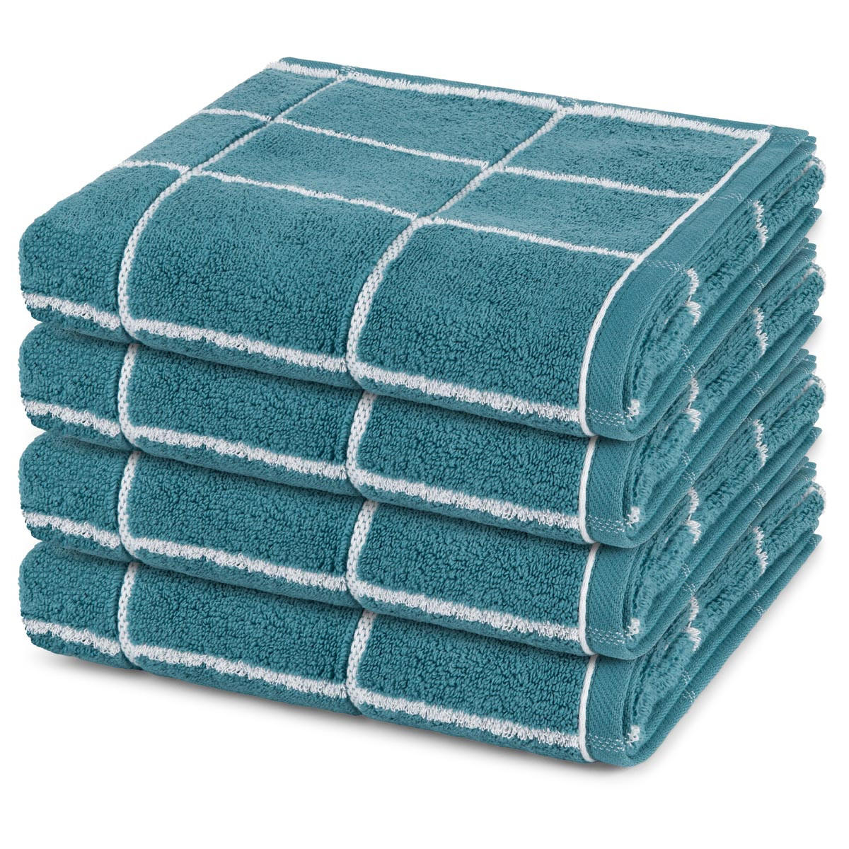 HANDTUCH Sensual Skin Karo 4er-Set - Dunkelgrün, Textil (50/100cm) - Ross