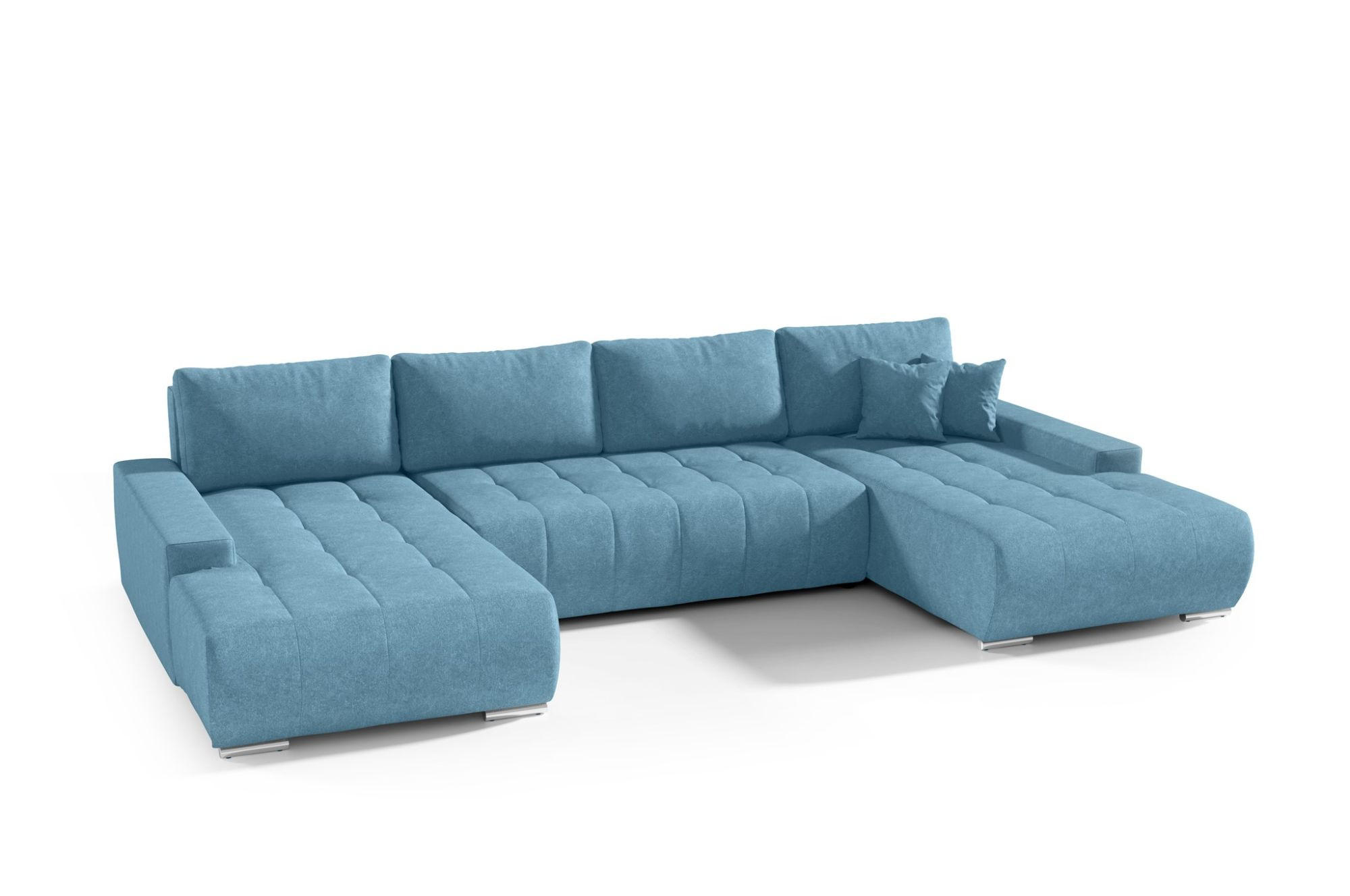 WOHNLANDSCHAFT Vogar In Aston - Hellblau, Holzwerkstoff/Textil (350/85/185cm) - Fun Möbel