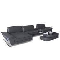 LEDERSOFA Bari L - Schwarz/Grau, Leder (197/369cm) - Sofa Dreams