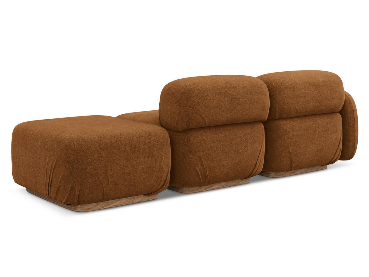 3-SITZER SOFA Bouclé Stoff Orange - Pink/Terra cotta, Holz/Textil (258/73/95cm) - Makamii