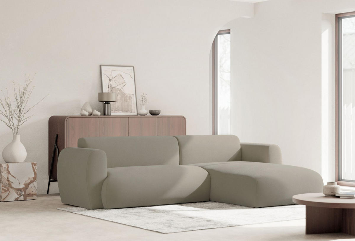 ECKSOFA Emia Greige rechts - Taupe/Schwarz, Kunststoff/Textil (156/262cm) - Selsey