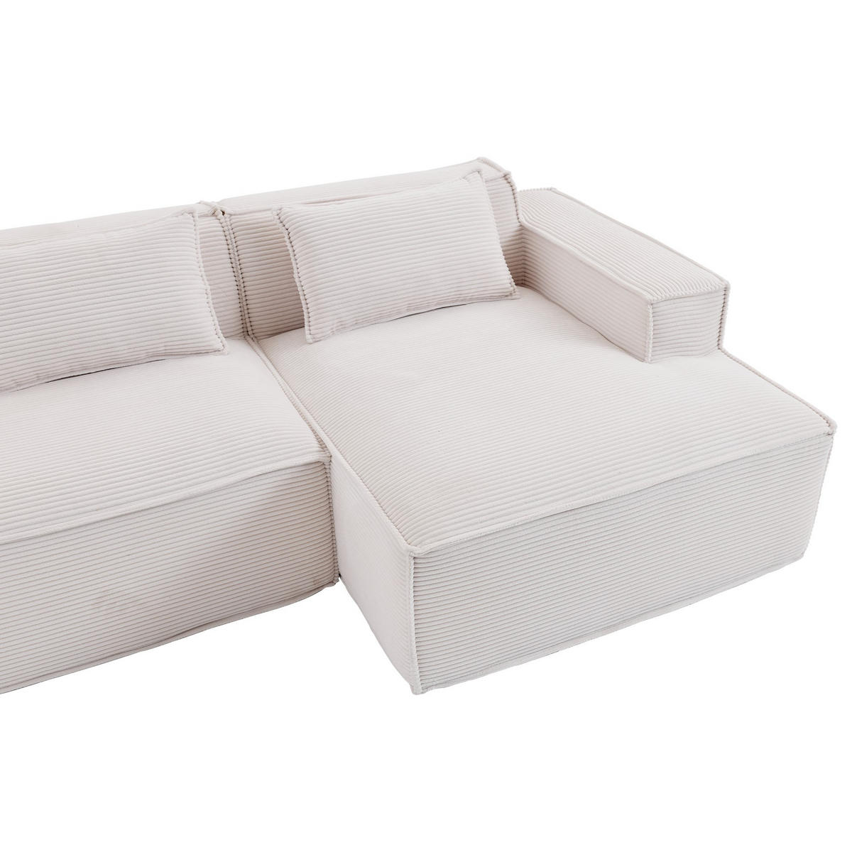 ECKSCHLAFSOFA L-/U-/2-er Sofa mit Schlaffunktion,Modulsofa,Cord,Weiß - Weiß, Textil (129/233cm) - LVHOM