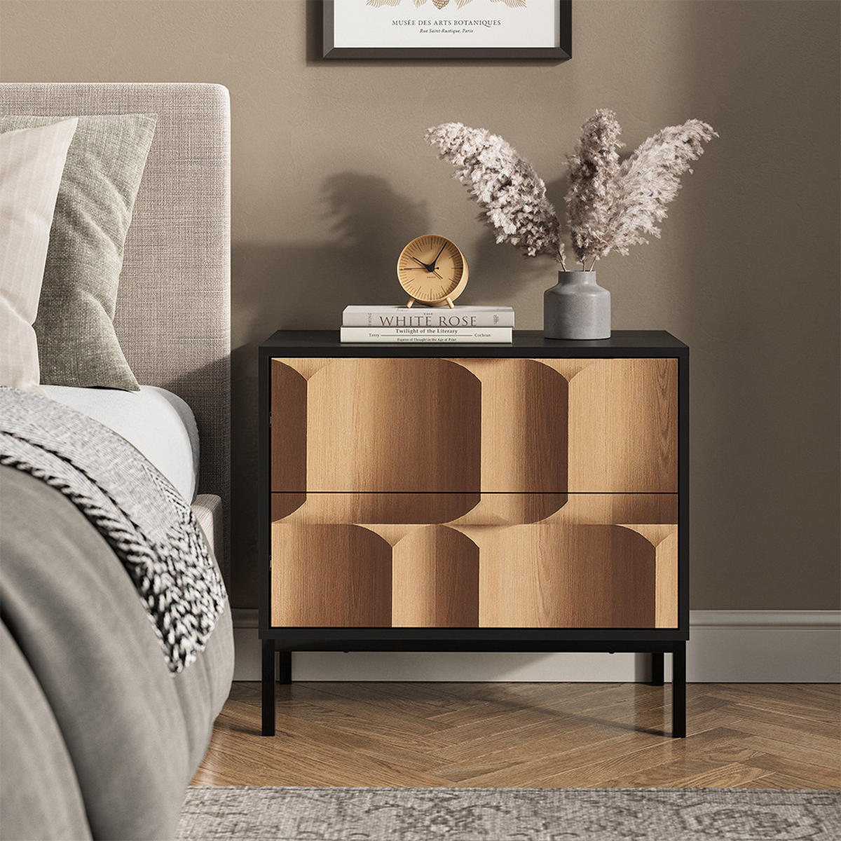 Eichefarben/Schwarz, Holzwerkstoff (66/60/36cm) - Vicco