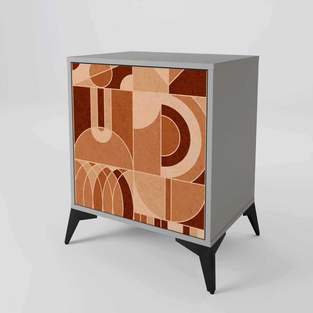 SIDEBOARD PRISM MOSAIC, Grau, 57,5x42x77,5 cm, Schräge Buchenholzfüße - Buchefarben/Multicolor, Holzwerkstoff/Buchenholz (57.5/77.5/42cm) - SpaceRebels