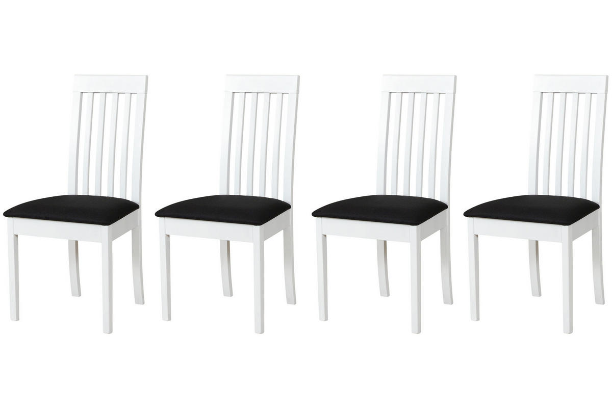 STUHL Roma 9 (4er Set) - Schwarz/Weiß, Holz (47/96/43cm) - Leaf Design