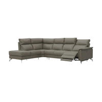 ECKSOFA Borea Echtleder mit 1 x Relaxfunktion Greige - Greige, Leder/Metall (220/310cm)
