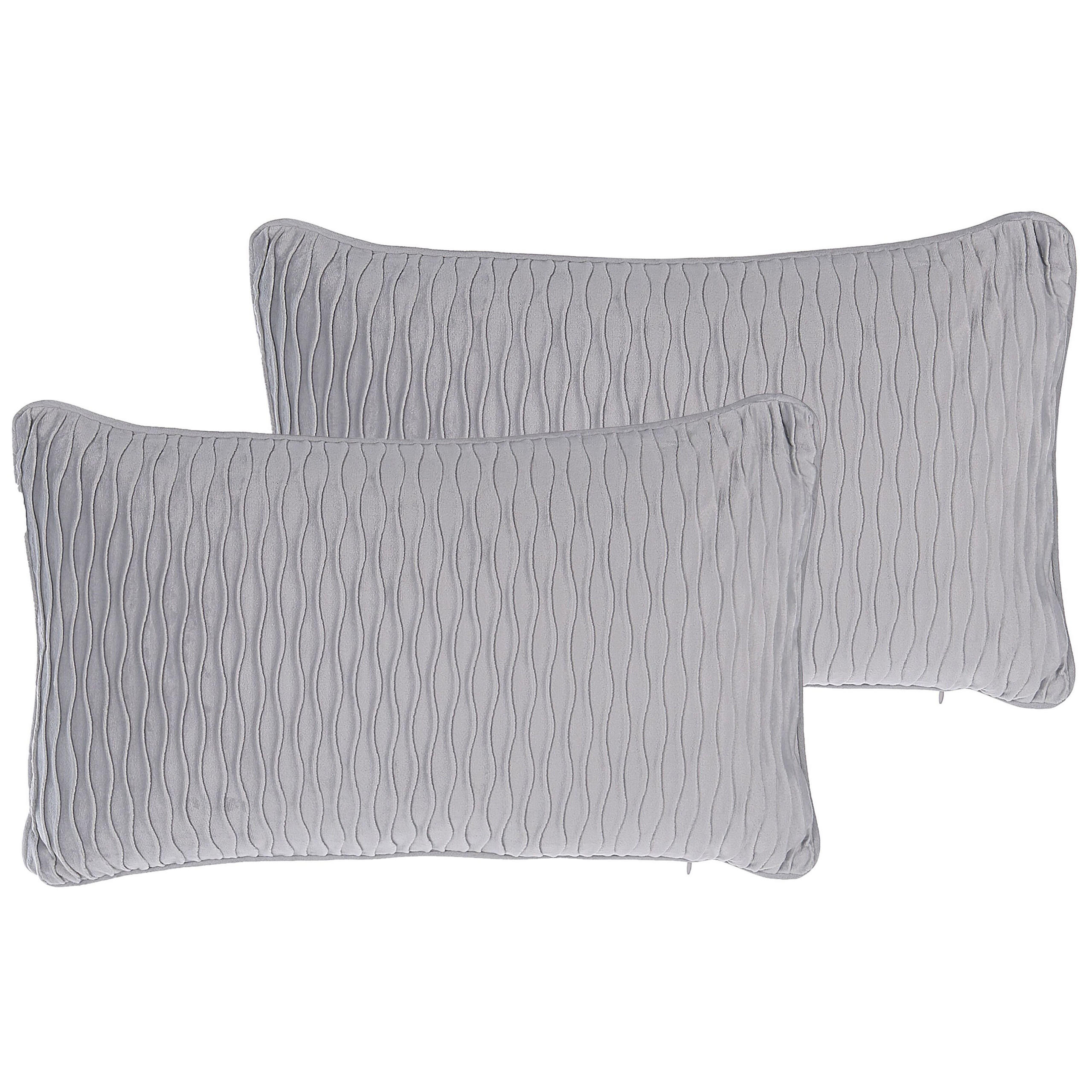 DEKOKISSEN 2er-Set Grau 50/30 cm Motari - Grau, Textil (50/30cm) - Beliani
