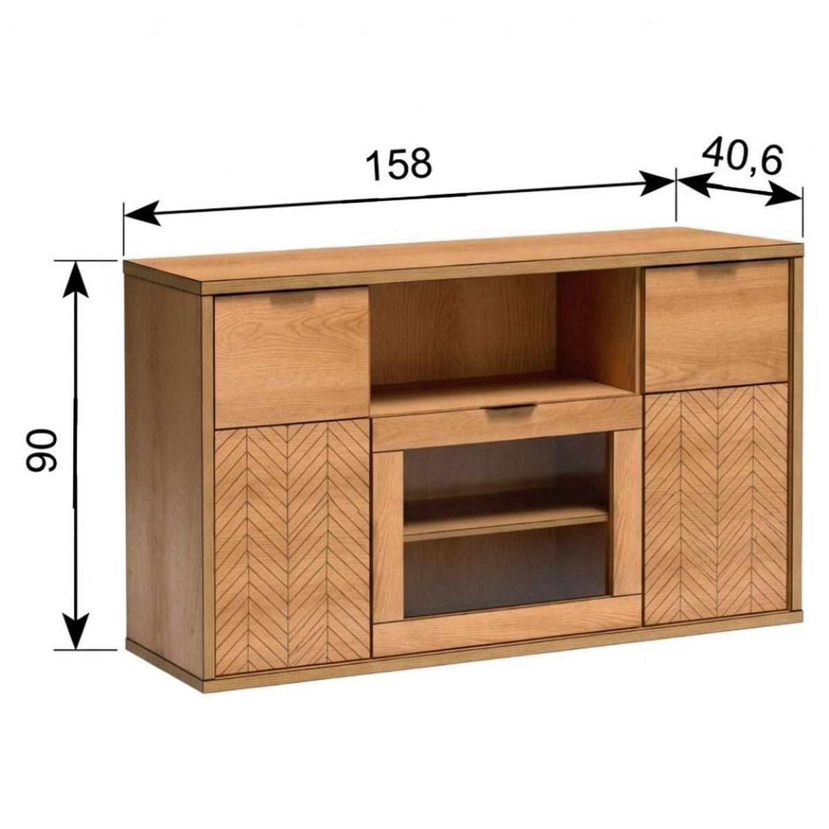 KOMMODE Fonti F-4 158 x 90 x 40,6 cm Karamell-Eiche - Eichefarben, Holzwerkstoff (158/90/40.6cm) - Koseto