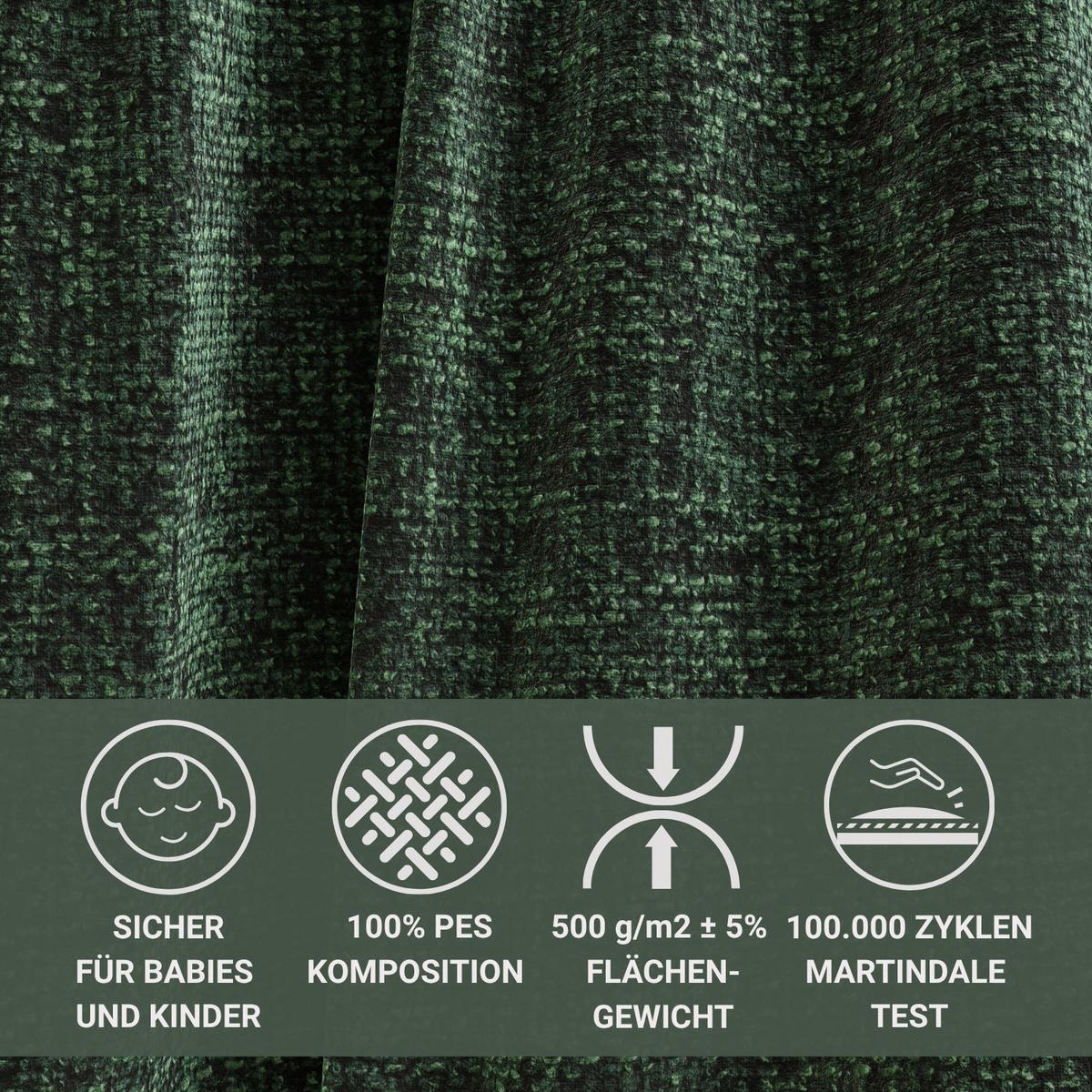 POLSTERBETT Maumere Dunkelgrün 140/200 cm im Chenille-Stoff - Dunkelgrün/Schwarz, Holz/Holzwerkstoff (140/200cm) - Maison de Reve