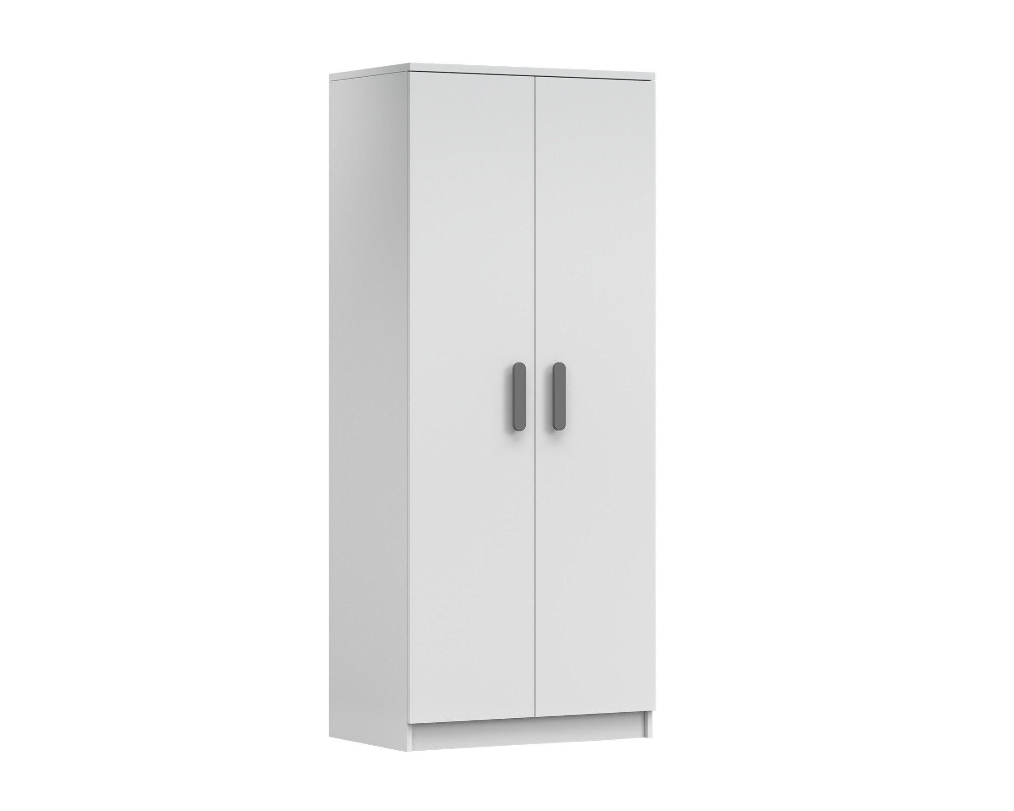 KINDERKLEIDERSCHRANK INGE 06 80/193/50 cm Weiß/Grau - Weiß/Grau, Holzwerkstoff (80/192/50cm) - Deine Möbel 24