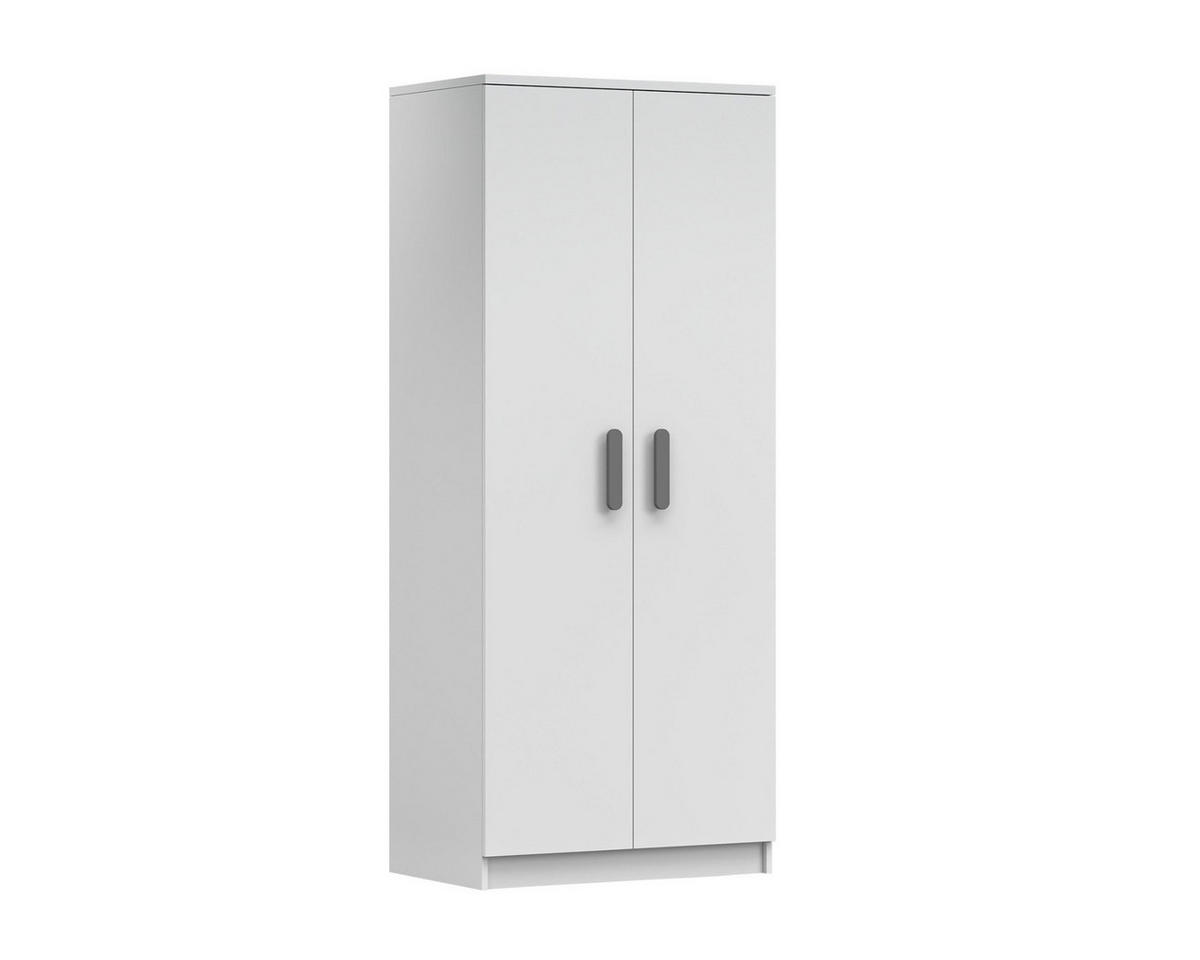 KINDERKLEIDERSCHRANK INGE 06 80/193/50 cm Weiß/Grau - Weiß/Grau, Holzwerkstoff (80/192/50cm) - Deine Möbel 24