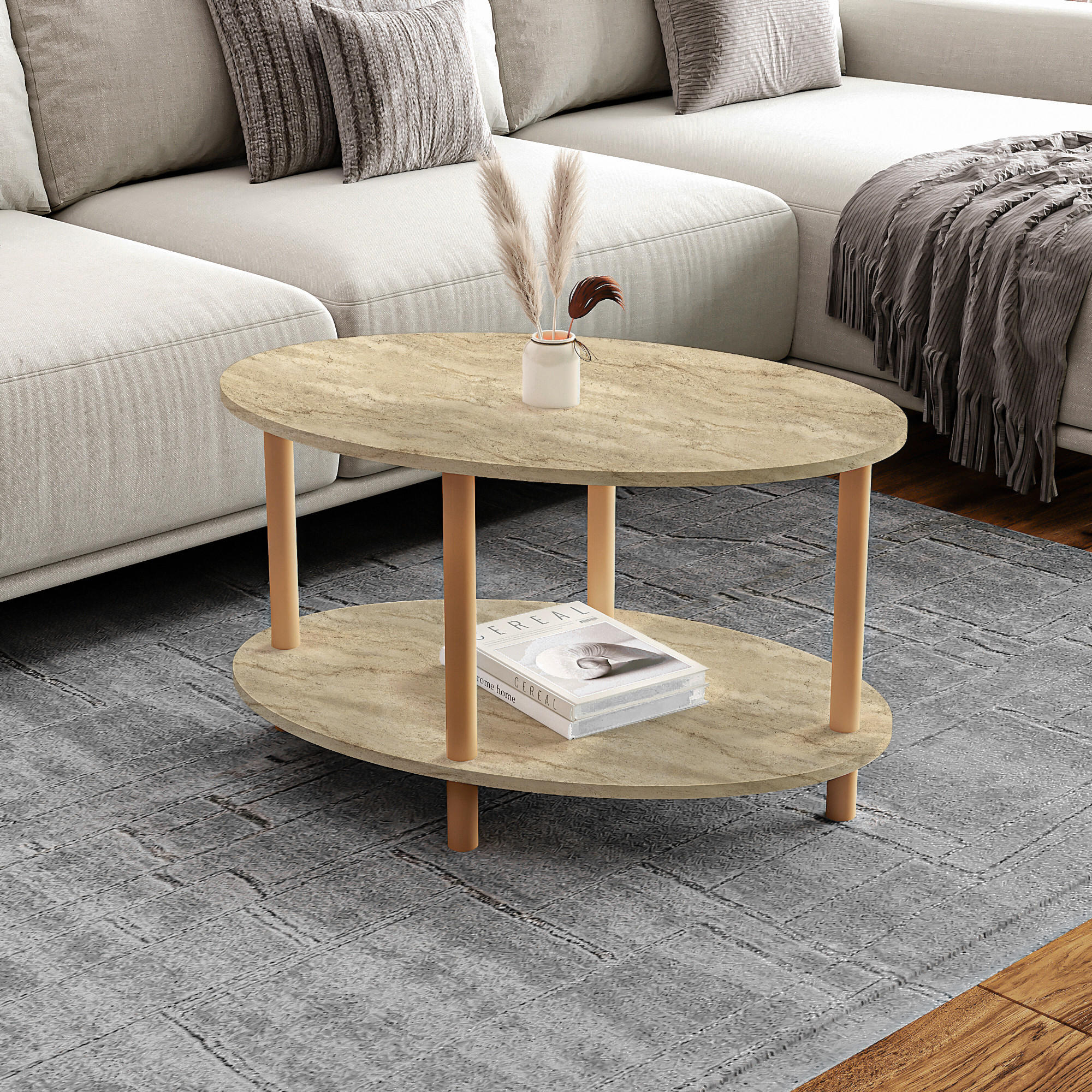 COUCHTISCH Højreby 70/44/43 cm - Beige/Naturfarben, Holz/Holzwerkstoff (70/44/43cm) - [en.casa]