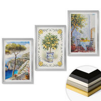 WANDBILDER 3er Set - 40x60 cm Silberner Rahmen - Blick auf das Meer aus Zitronenbäumen - Silberfarben, Kunststoff (40/60cm) - ArtPrintCave