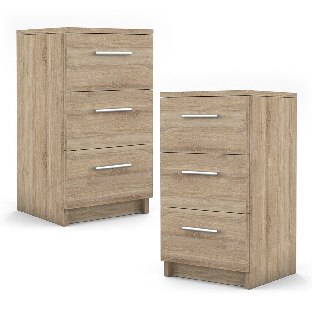 NACHTTISCH Sonoma 38 x 66 cm 2er Set - Braun/Sonoma Eiche, Holzwerkstoff (38/66/35cm) - Vicco