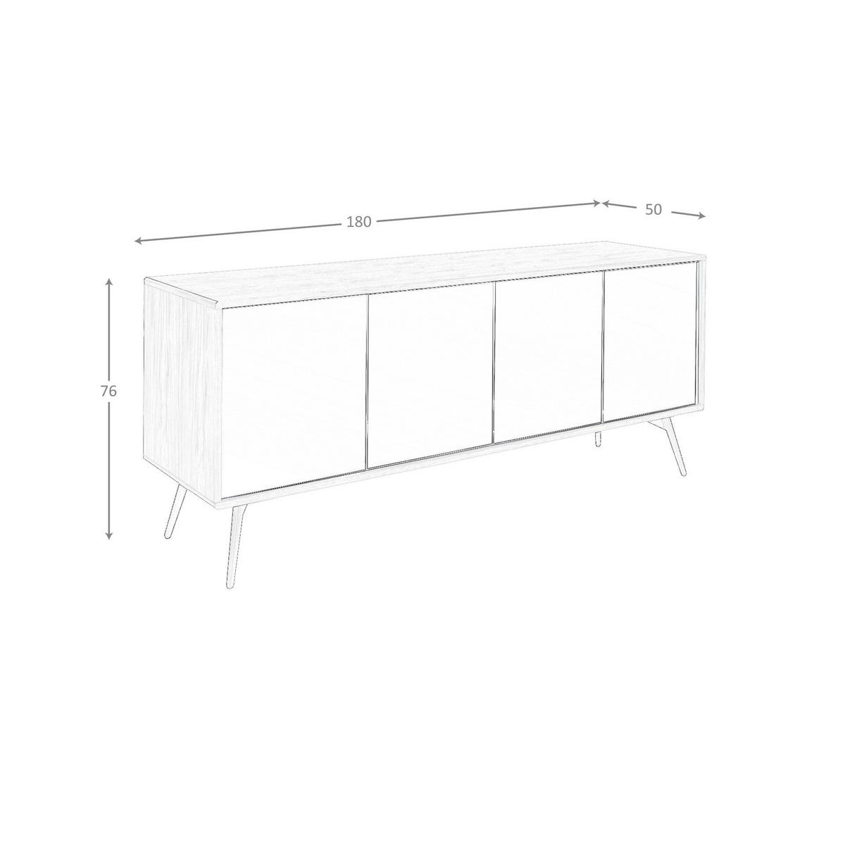 SIDEBOARD Sideboard aus schwarzem Glas mit Spiegeleffekt, Walnuss und schwarzem Stahl 180/50/76 cm - Walnussfarben/Schwarz, Holz (180/76/50cm) - ANGEL CERDA