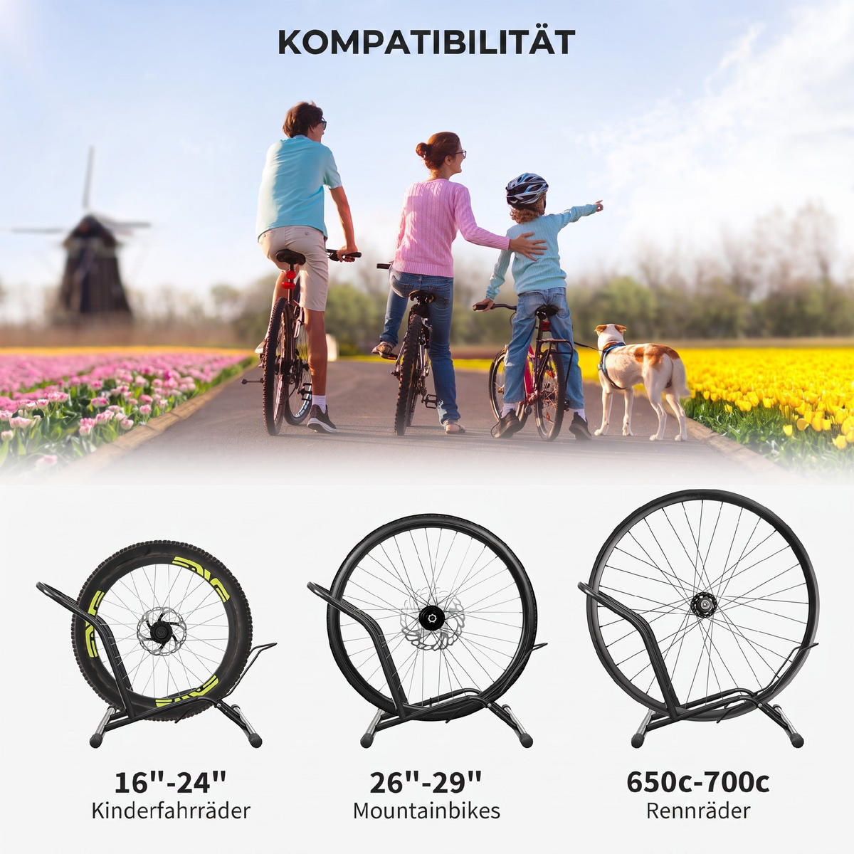 FAHRRADSTÄNDER Stahl Schwarz - Schwarz, Metall (41/38/59cm) - SPORTNOW
