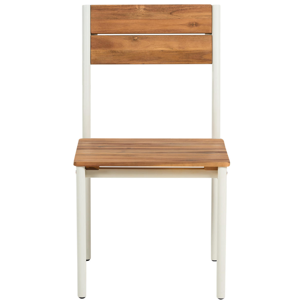 GARTENSTUHL 2er Set Akazienholz Braun Giovinazzo - Creme, Holz (47/90/53cm) - Beliani