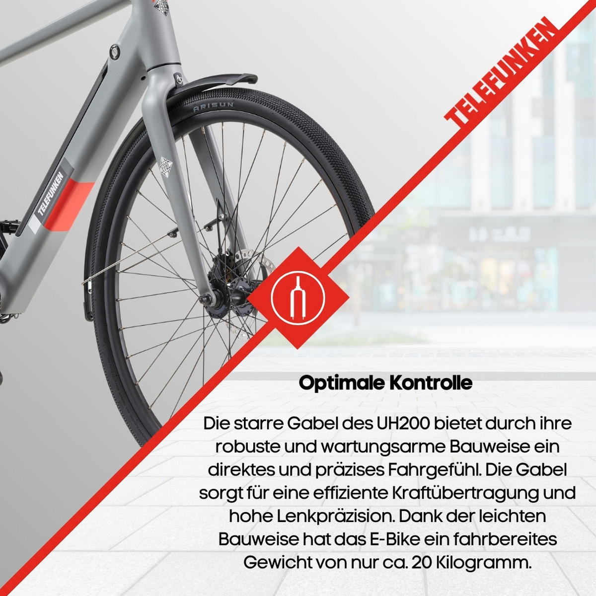 E-BIKE Urban UH200 28 Zoll Pedelec 475,2 Wh Hinterradmotor 7-Gang Kettenschaltung, leicht - Grau, Metall (111.5cm) - Telefunken