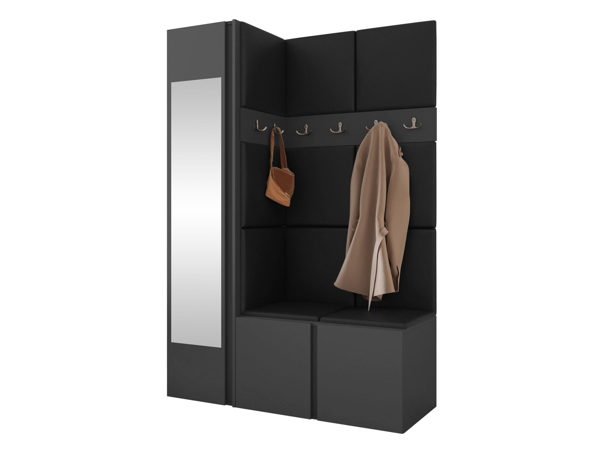 MOBILIER PENTRU HOL Orion X - grafit/negru, material plastic/compozit lemnos (124/186/46cm) - MIRJAN24