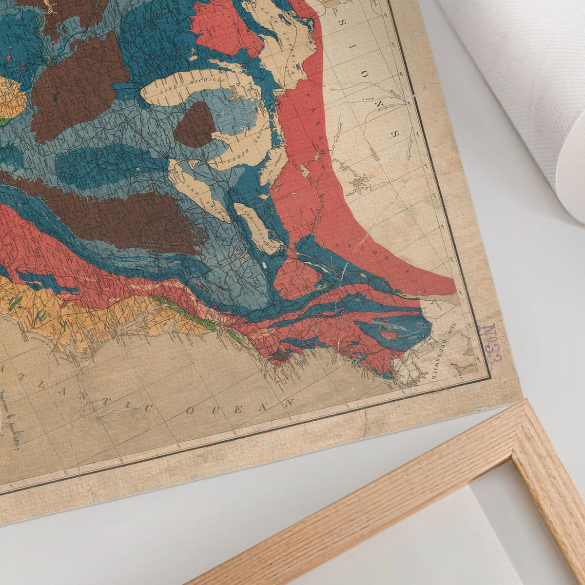 POSTER - 42x29 cm (A3) - William Blake - Geologische Karte der USA - Rot, Textil (42/29.7/0.1cm) - TULUP