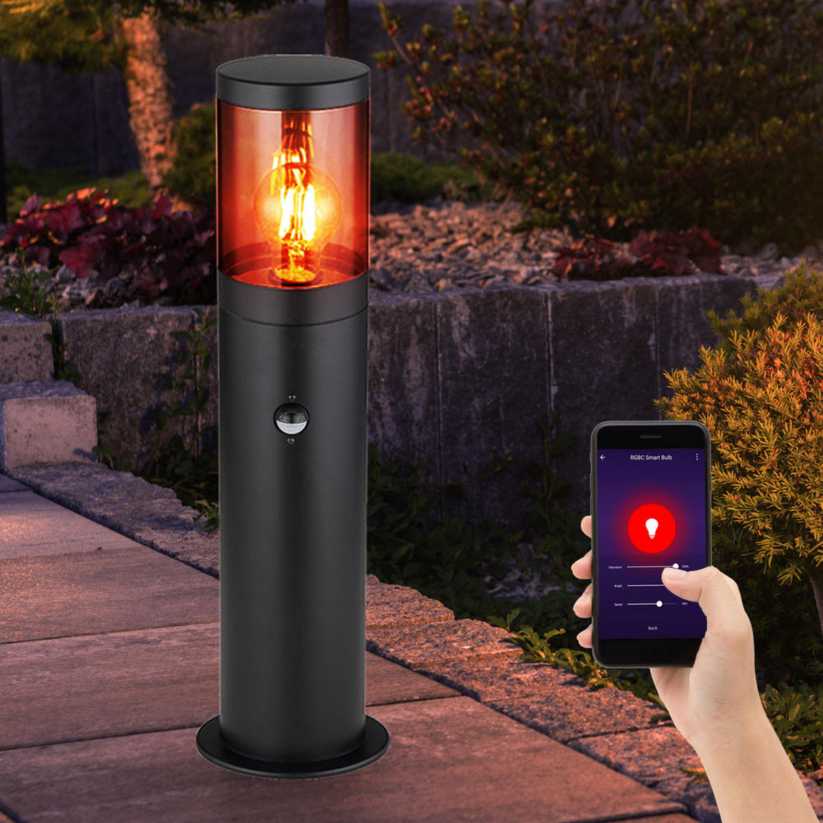 LED AUSSENLEUCHTE XELOO Schwarz Edelstahl - Schwarz, Metall (10.2/10.2/50cm) - Globo Lighting