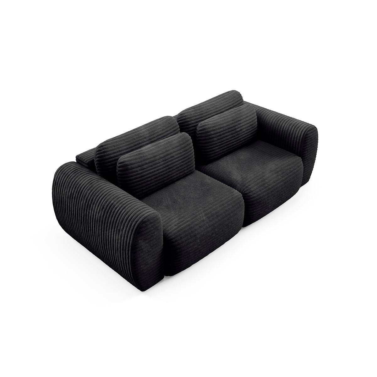 SOFA Camilla 3 Sitzplätze Schwarz - Schwarz, Holz (266/95/121cm) - Petits-meubles