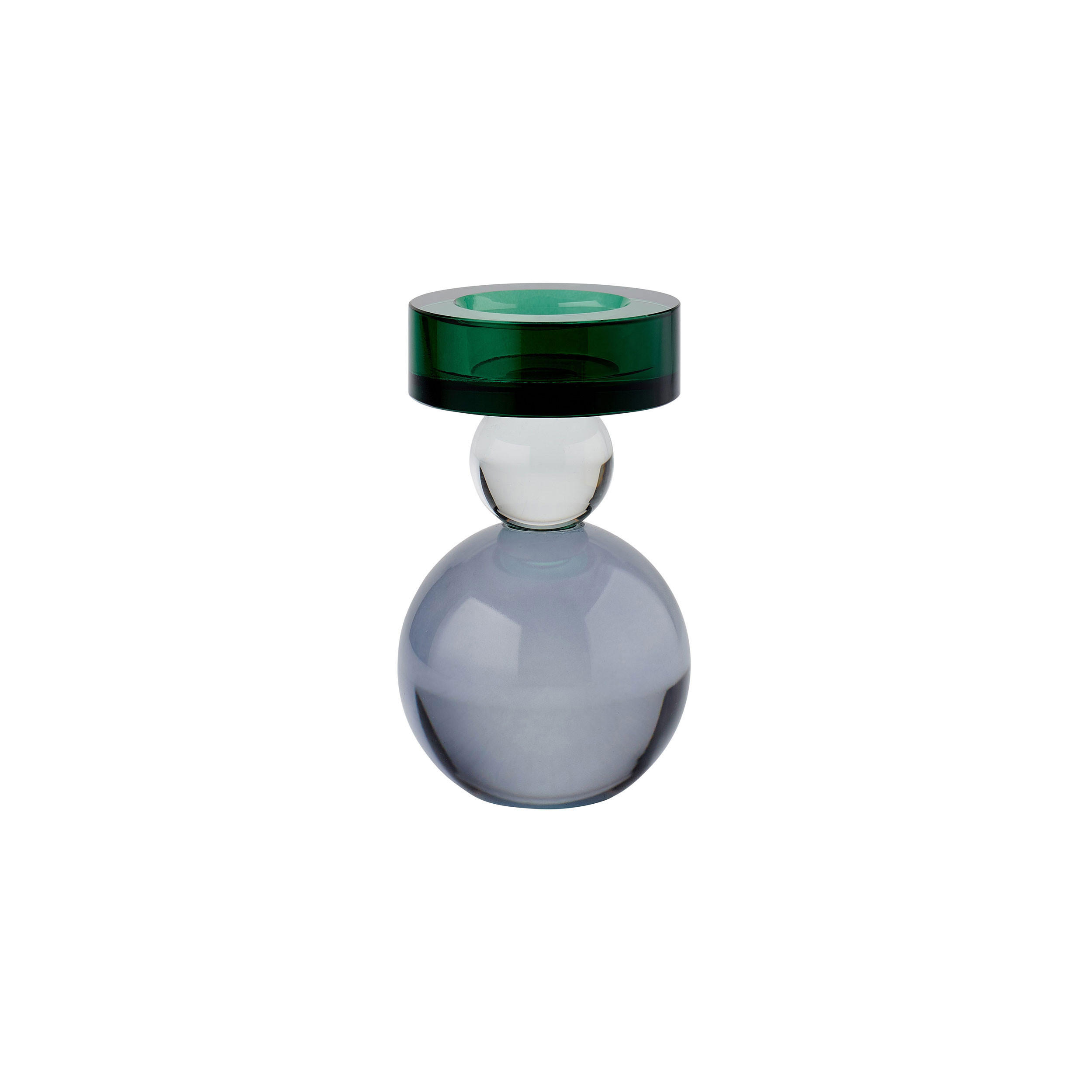 KERZENHALTER Sari Kugel, Kristallglas, Grün, Transparent, Grau, 13 cm - Transparent, Glas (6/14/8cm) - Gift Company