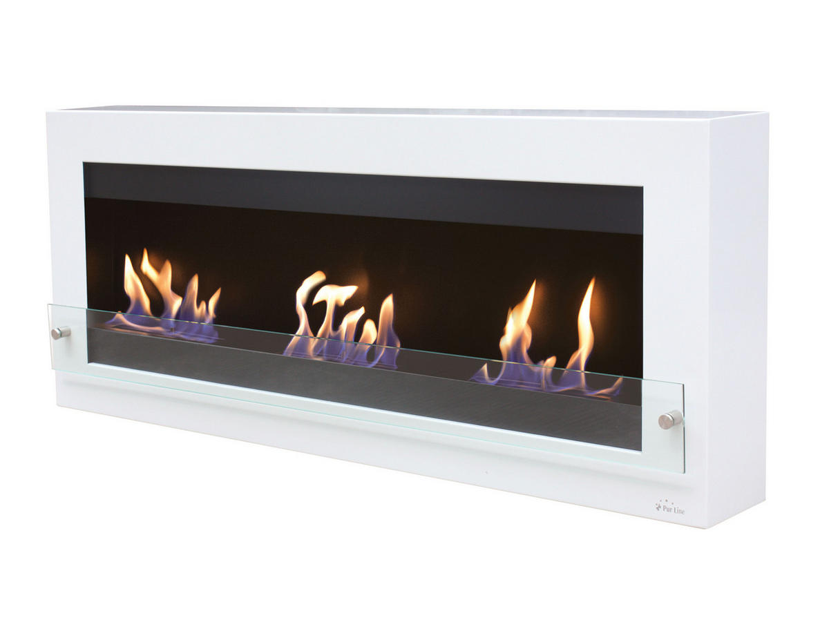 BIOETHANOL-KAMIN Weiß Wandmodell inklusive 3.6 L Brennblock - Weiß, Metall (136/54/21cm) - Purline