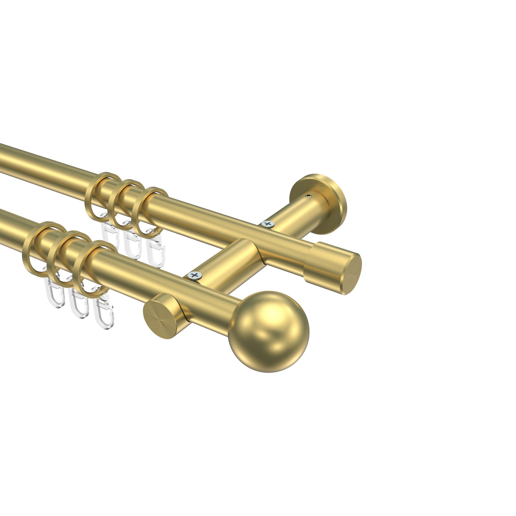 GARDINENSTANGE Platon Luino 140 cm, 2-läufig, 20 mm Ø Messing-Optik - Messingfarben, Metall (140cm) - INTERDECO