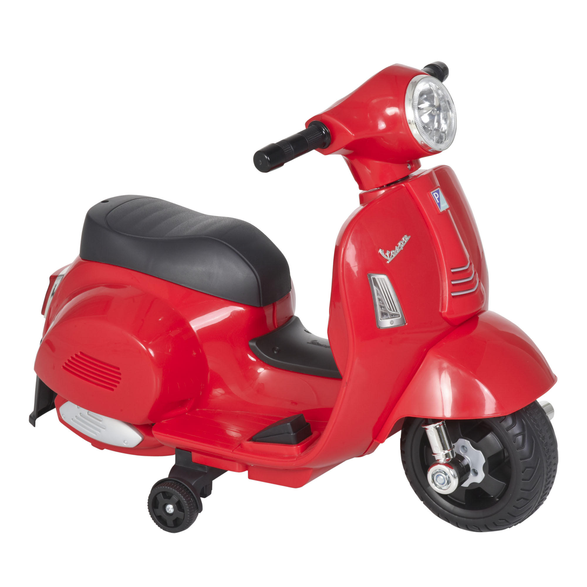 VESPA Elektromotorrad Kindermotorrad Elektrofahrzeuge 3 bis 6 Jahren Rot - Rot, Metall (66.5/38/52cm) - HOMCOM