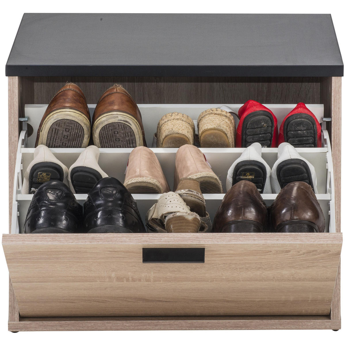 SCHUHSCHRANK für 9 Paar Schuhe 35/54/44cm - Eichefarben, Holzwerkstoff (54/44/35cm) - Simmob