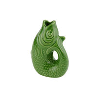 VASE Monsieur Carafon XS, Fisch-Form, Steingut, Green Bay, 13 cm - Grün, Keramik (13cm) - Gift Company