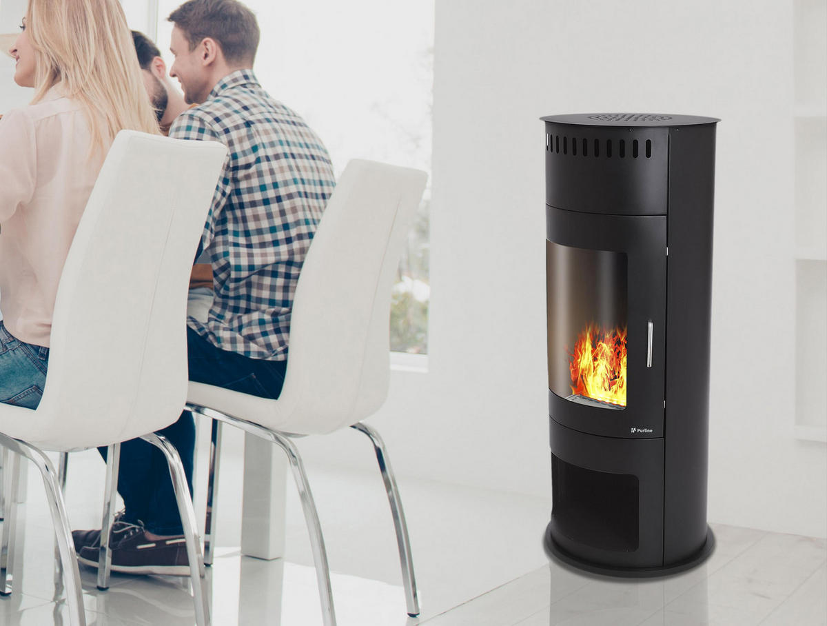 WASSERKAMIN zur Dekoration Schwarz mit Stahlmöbel 1.5 L Tank - Schwarz, Metall (46/46/112cm) - Purline