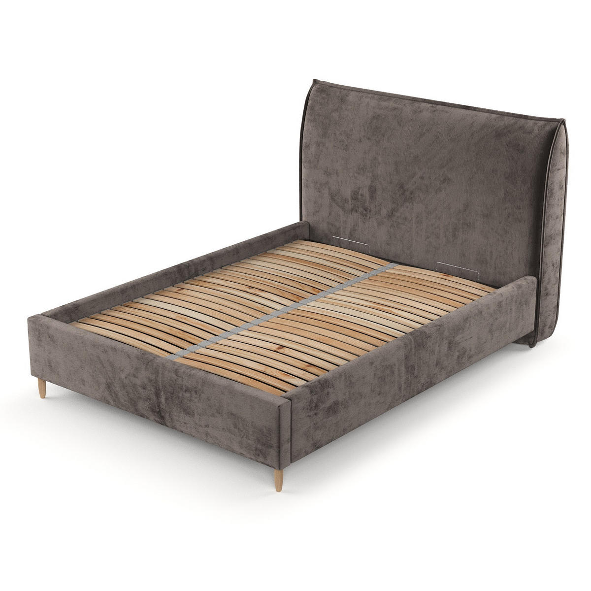 POLSTERBETT Mira 120/200 cm Braun im Lotta Stoff - Naturfarben/Braun, Holz/Holzwerkstoff (120/200cm) - AltaBeds