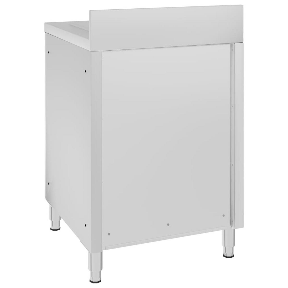 KÜCHENSCHRANK Gewerbe Mit Abtropffläche Edelstahl - Silberfarben, Metall (60/96/60cm) - vidaXL