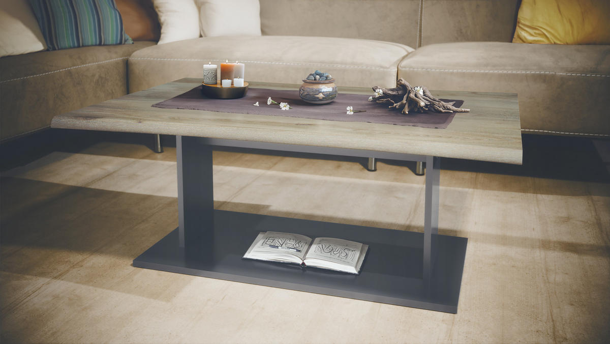 COUCHTISCH Melo Eiche Nordic - Silbereichenfarben, Holzwerkstoff (67.5/102/40cm) - Vladon