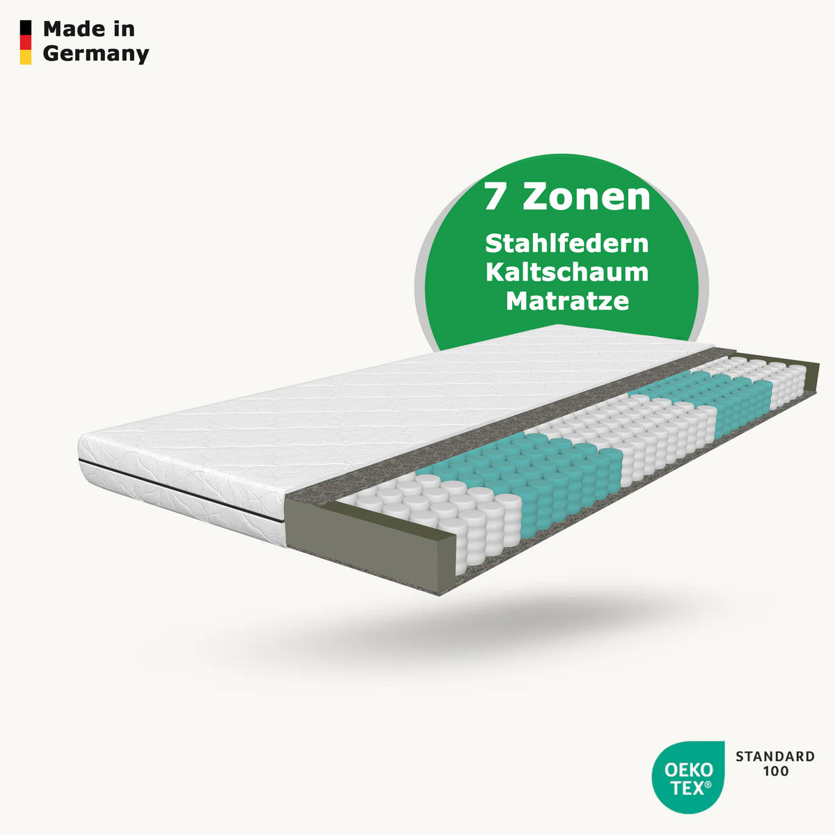 TASCHENFEDERKERNMATRATZE 140x200 cm - Weiß, Textil (140/200cm) - Schlaftroll