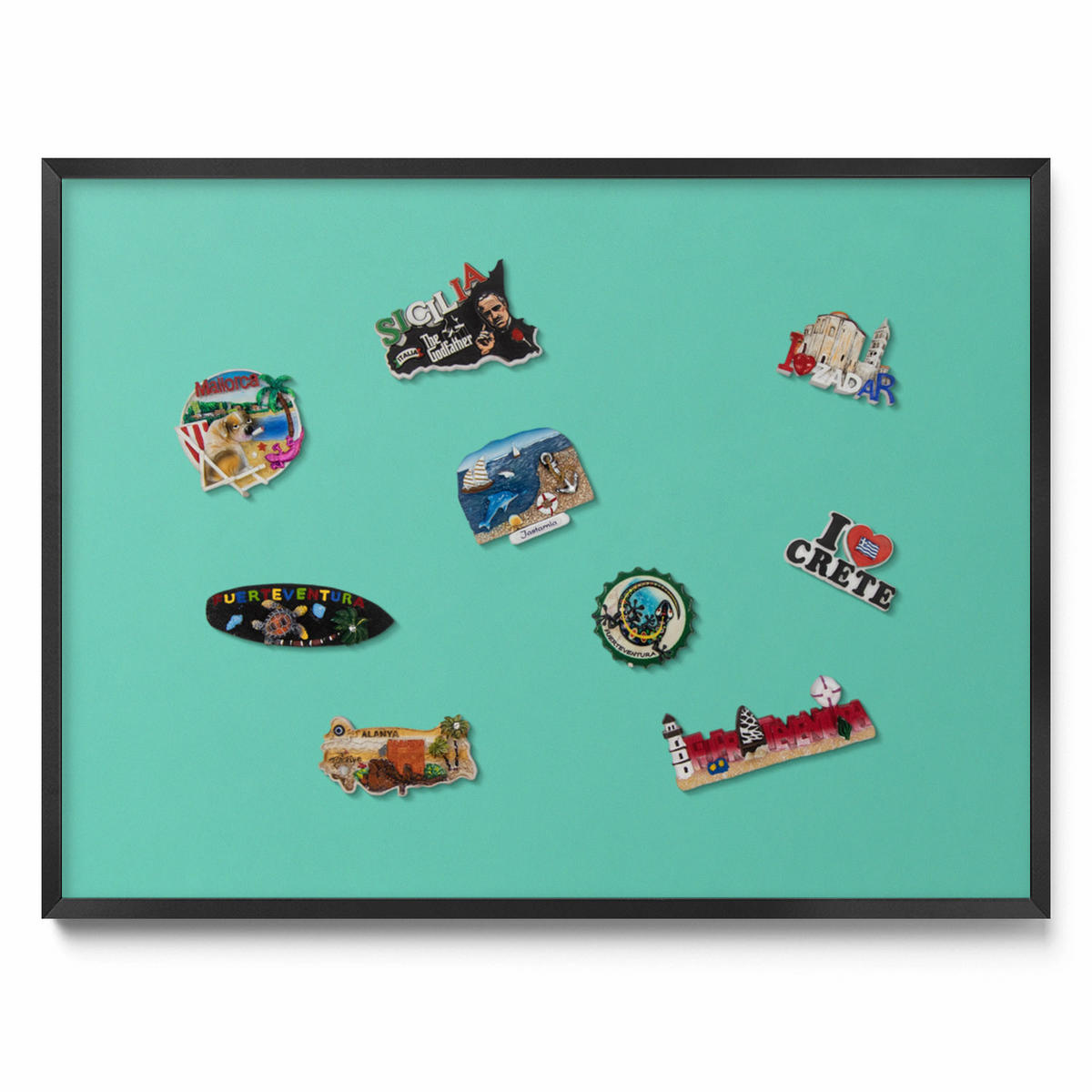 MAGNETTAFEL 80x60 cm Schwarzer Rahmen Minzgrün - Limette, Metall (80/60/0.4cm) - TULUP