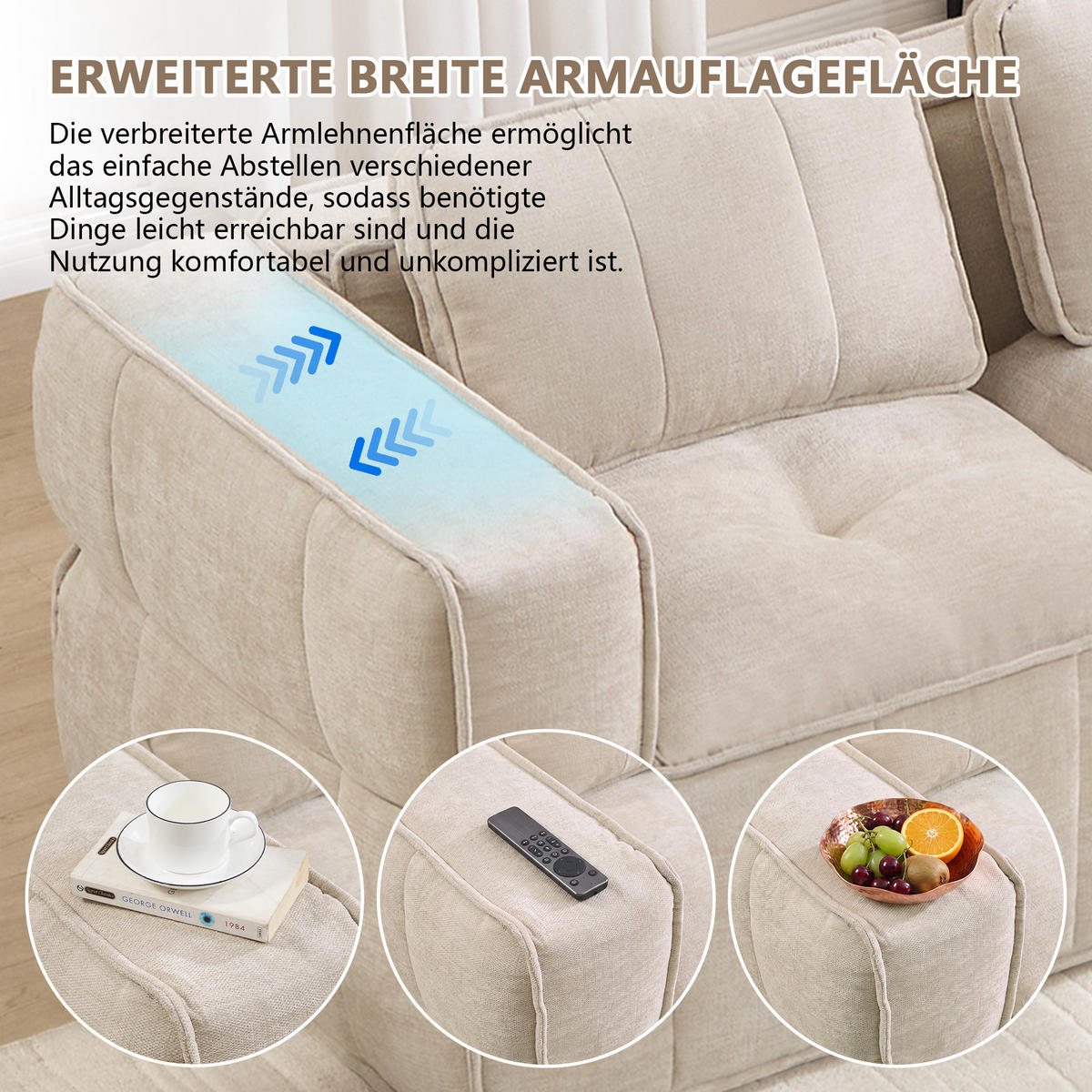 ECKSOFA 271/162/67 cm Beige mit 1 Fußhocker - Beige, Textil (271/162cm) - Oxeza