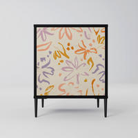 SIDEBOARD SPRING WHIMSY, Schwarz, 57,5x42x72,5 cm, Schwarze Metallfüße - Multicolor/Schwarz, Holzwerkstoff/Metall (57.5/72.5/42cm) - SpaceRebels