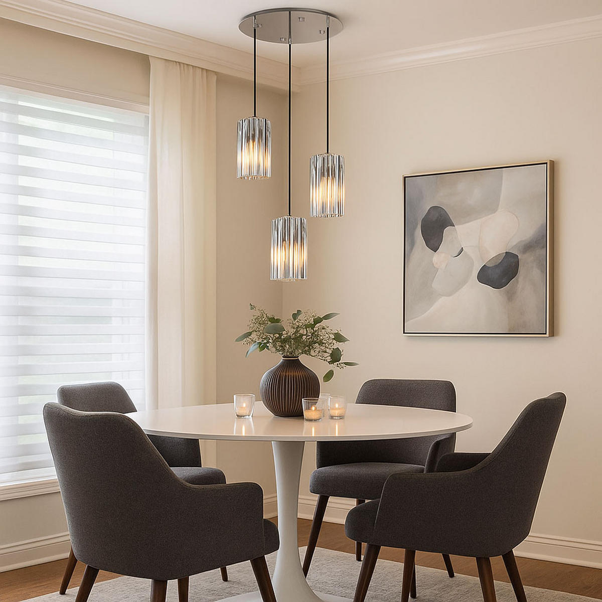 LED HÄNGELEUCHTE Metall Silber 3-flammig - Silberfarben, Glas (38.5/38.5/120cm) - Globo Lighting