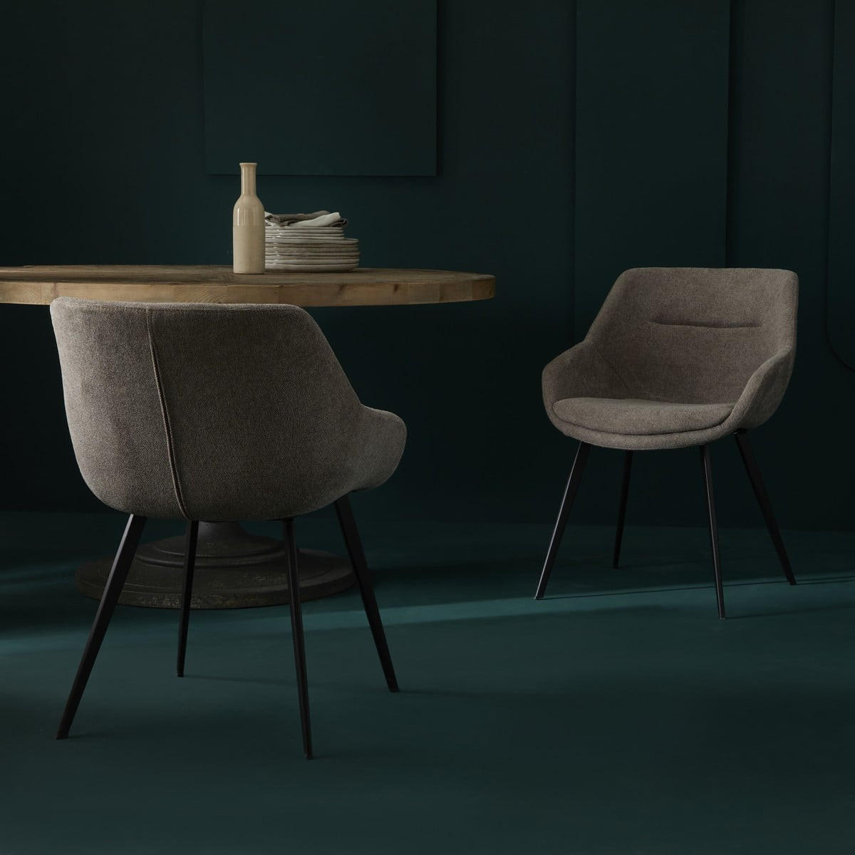 BRIDGE-SESSEL (Set aus 2) aus taupefarbenem stoff - colombe 64/58/79 cm - Beige, Metall (58/79/60cm) - Signature