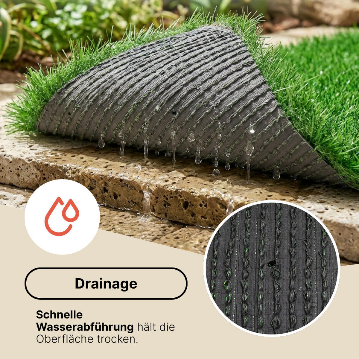 KUNSTRASEN Verde 50 mm – UV-beständig, pflegeleicht, wetterfest für Garten & Terrasse 300/300 cm - Grün, Textil (300/300cm) - Tapiso