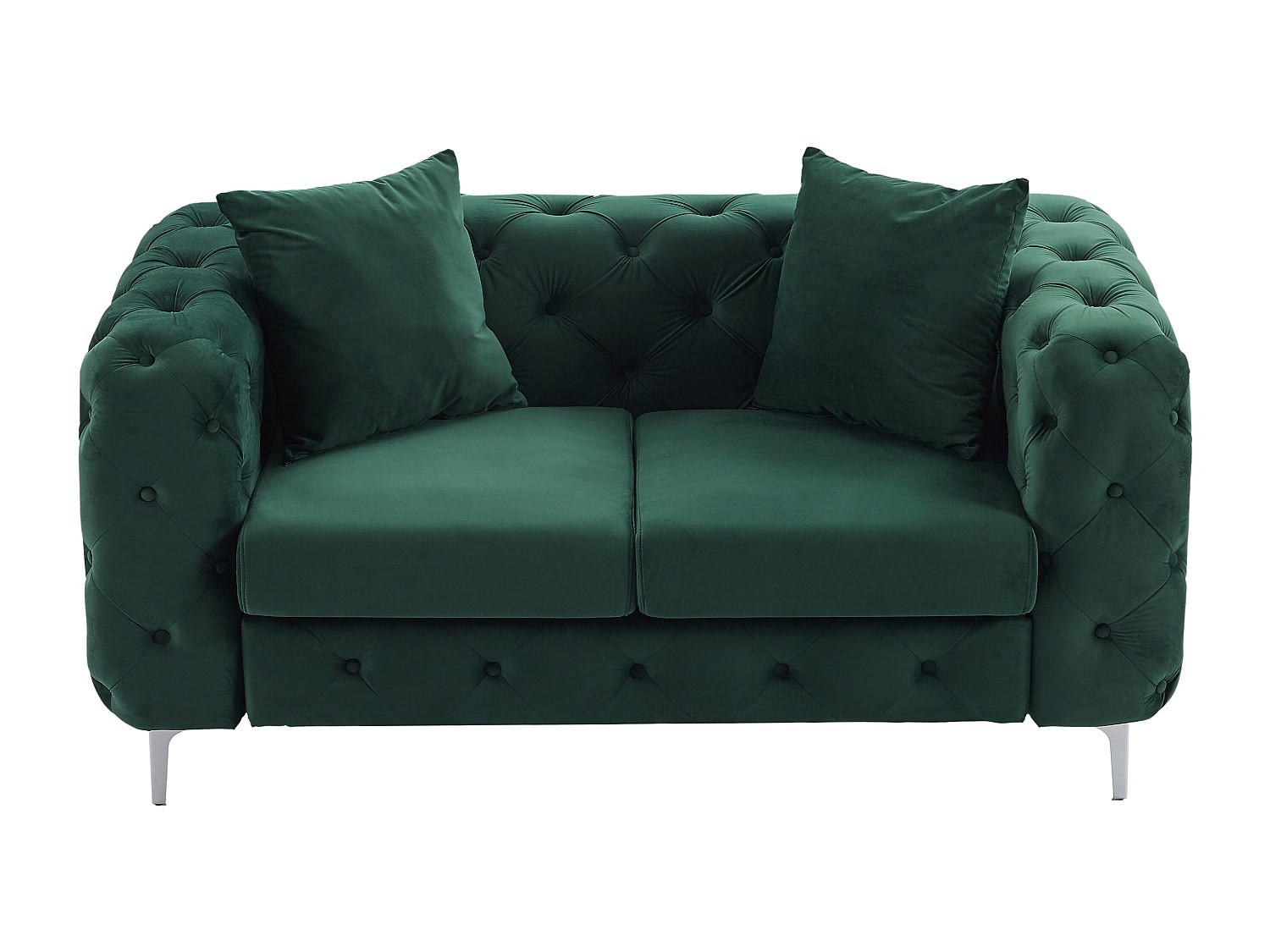 SOFA - 2 Personen - samt - grün Edwina - Grün, Textil/Metall (162/76/91cm) - Vente-Unique